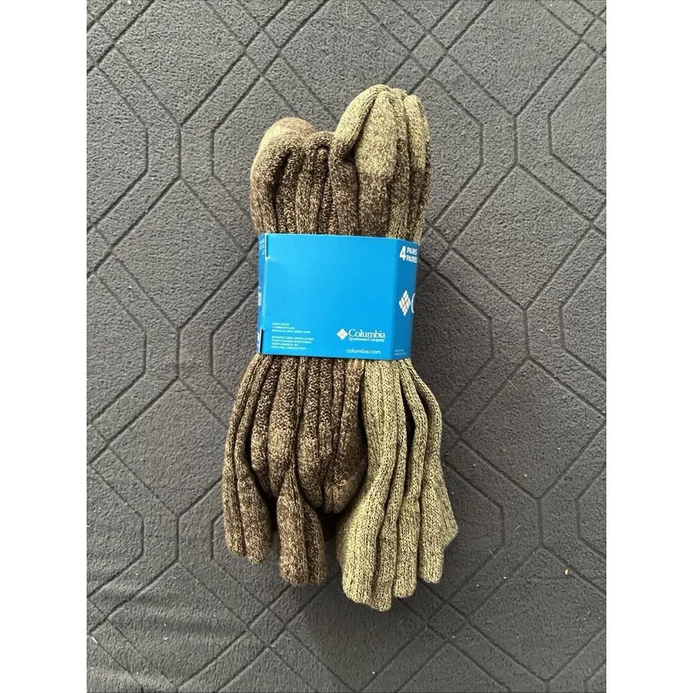 COLUMBIA Men's Crew 4 Pair SWT Boot Socks 6-12 Reinforced Heel And Toe